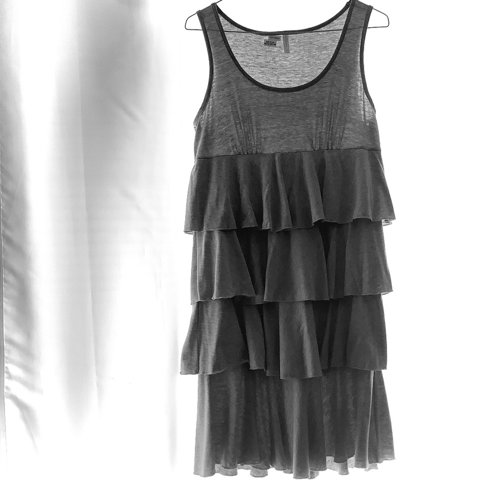 Grey Ruffle Tiered Tank Dress